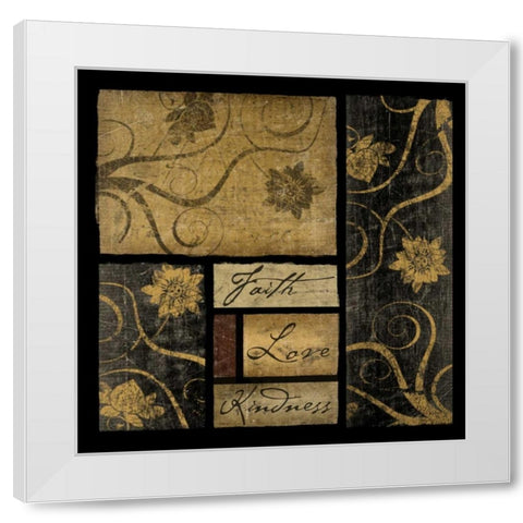 Faith Love Kindness White Modern Wood Framed Art Print by Pugh, Jennifer