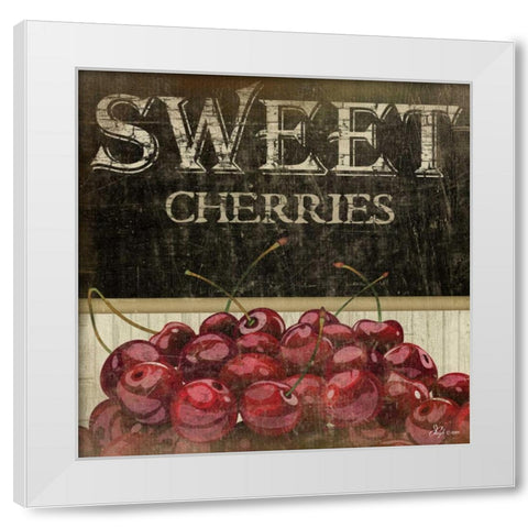 Sweet Cherries White Modern Wood Framed Art Print by Pugh, Jennifer