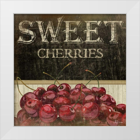 Sweet Cherries White Modern Wood Framed Art Print by Pugh, Jennifer