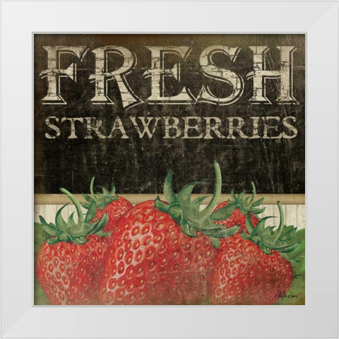 Fresh Strawberries White Modern Wood Framed Art Print by Pugh, Jennifer