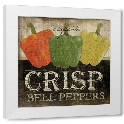 Crisp Bell Peppers White Modern Wood Framed Art Print by Pugh, Jennifer