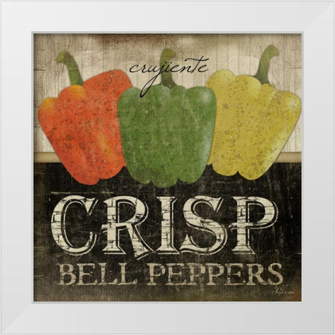 Crisp Bell Peppers White Modern Wood Framed Art Print by Pugh, Jennifer