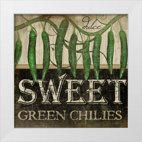 Sweet Green Chilies White Modern Wood Framed Art Print by Pugh, Jennifer