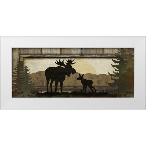 Moose White Modern Wood Framed Art Print by Pugh, Jennifer