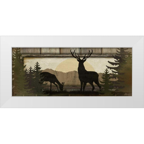 Deer White Modern Wood Framed Art Print by Pugh, Jennifer