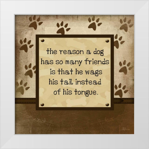 Dog Wags Tail White Modern Wood Framed Art Print by Pugh, Jennifer