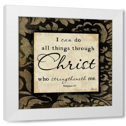 Through Christ White Modern Wood Framed Art Print by Pugh, Jennifer