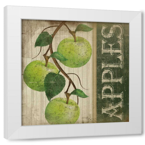 Green Apples White Modern Wood Framed Art Print by Pugh, Jennifer