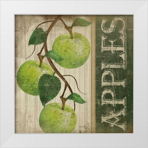 Green Apples White Modern Wood Framed Art Print by Pugh, Jennifer