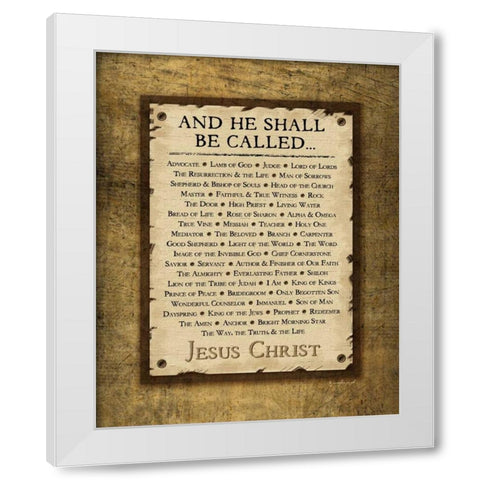 Names of Christ White Modern Wood Framed Art Print by Pugh, Jennifer