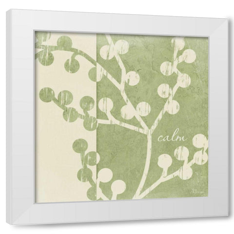 Green - Cream Calm White Modern Wood Framed Art Print by Pugh, Jennifer