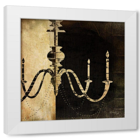 Black and White Chandelier White Modern Wood Framed Art Print by Pugh, Jennifer