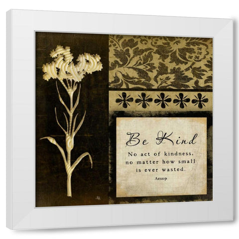 Be Kind White Modern Wood Framed Art Print by Pugh, Jennifer