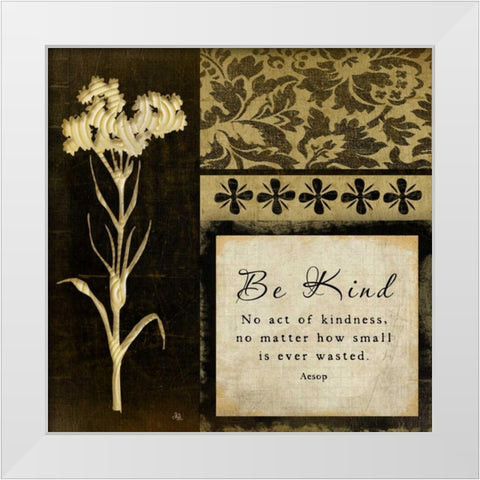 Be Kind White Modern Wood Framed Art Print by Pugh, Jennifer