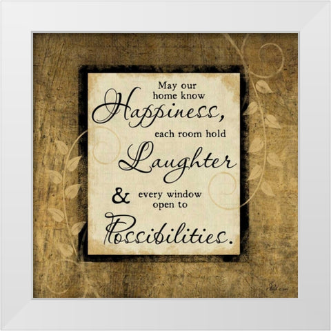 Happiness-Laughter-Possibilities White Modern Wood Framed Art Print by Pugh, Jennifer