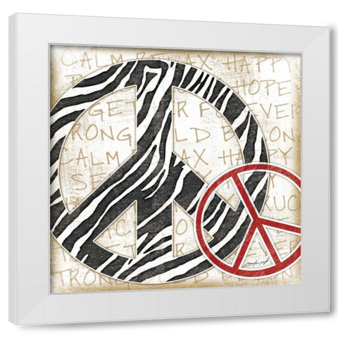 Peace Zebra White Modern Wood Framed Art Print by Pugh, Jennifer