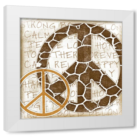 Peace Giraffe White Modern Wood Framed Art Print by Pugh, Jennifer