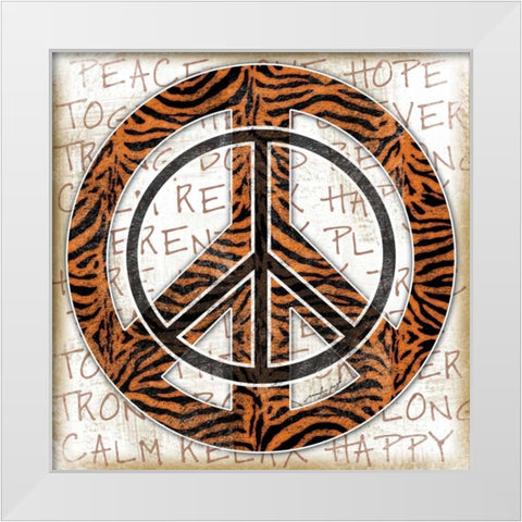 Peace Tiger White Modern Wood Framed Art Print by Pugh, Jennifer