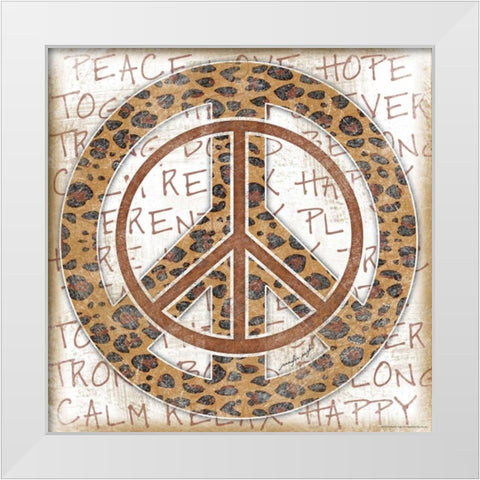 Peace Leopard White Modern Wood Framed Art Print by Pugh, Jennifer