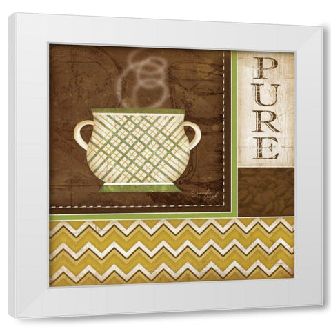 Pure Organic Coffee White Modern Wood Framed Art Print by Pugh, Jennifer