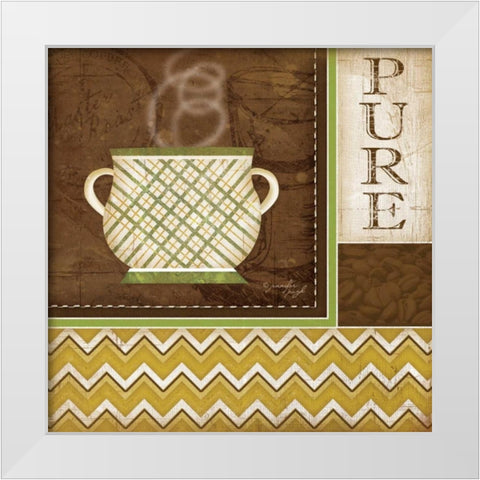 Pure Organic Coffee White Modern Wood Framed Art Print by Pugh, Jennifer