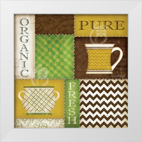 Organic Coffees I White Modern Wood Framed Art Print by Pugh, Jennifer