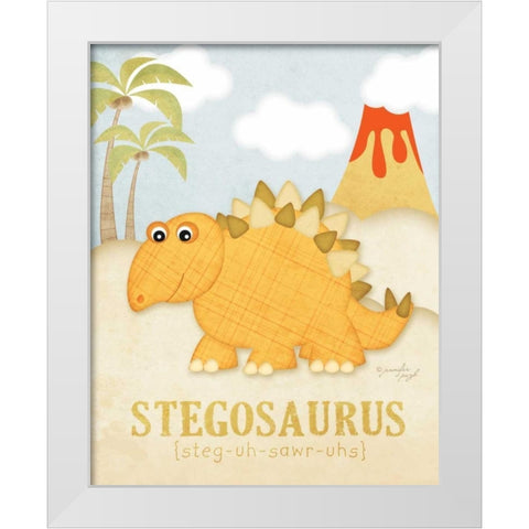 Stegosaurus White Modern Wood Framed Art Print by Pugh, Jennifer