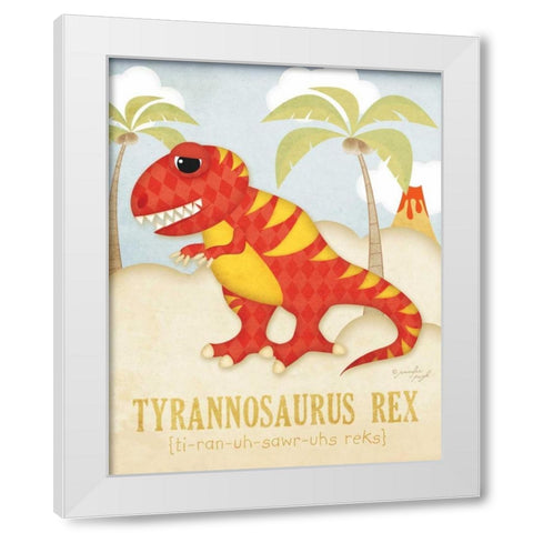 Tyrannosaurus Rex White Modern Wood Framed Art Print by Pugh, Jennifer