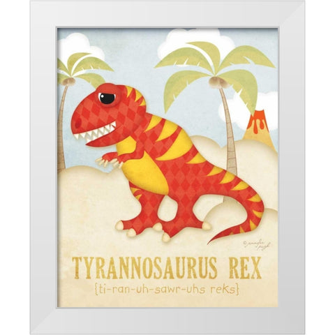 Tyrannosaurus Rex White Modern Wood Framed Art Print by Pugh, Jennifer