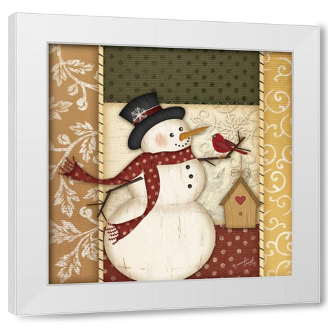 Country Snowman White Modern Wood Framed Art Print by Pugh, Jennifer