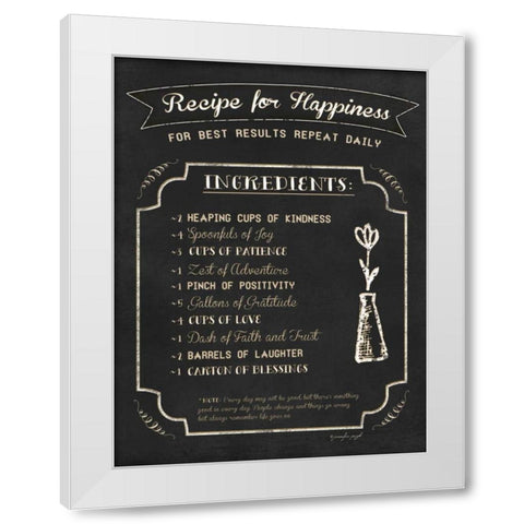 Recipe for Happiness White Modern Wood Framed Art Print by Pugh, Jennifer