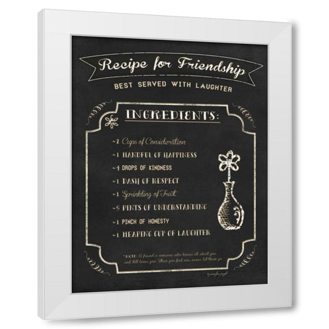 Recipe for Friendship White Modern Wood Framed Art Print by Pugh, Jennifer