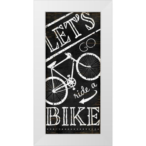 Lets Go Ride a Bike White Modern Wood Framed Art Print by Pugh, Jennifer