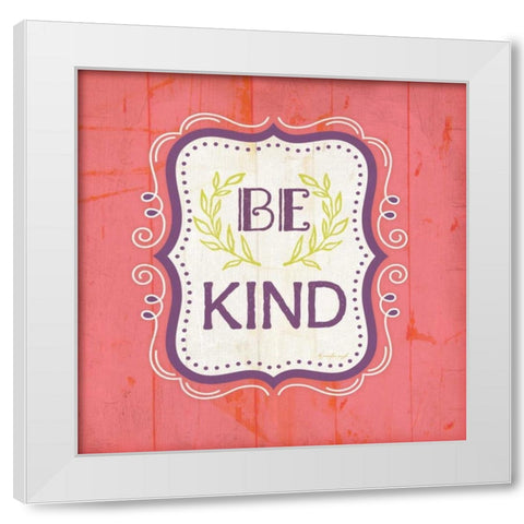 Be Kind - Pink White Modern Wood Framed Art Print by Pugh, Jennifer