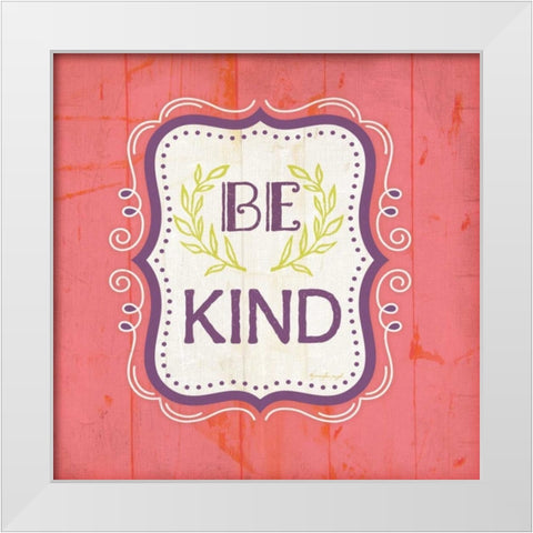 Be Kind - Pink White Modern Wood Framed Art Print by Pugh, Jennifer