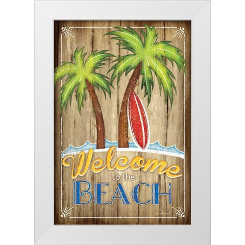 Welcome to the Beach White Modern Wood Framed Art Print by Pugh, Jennifer