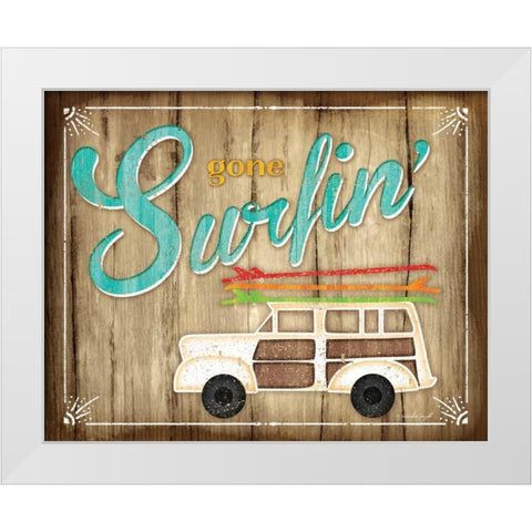 Gone Surfin White Modern Wood Framed Art Print by Pugh, Jennifer