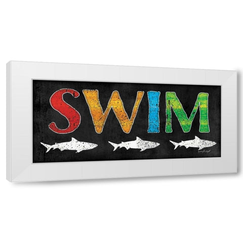 Swim White Modern Wood Framed Art Print by Pugh, Jennifer