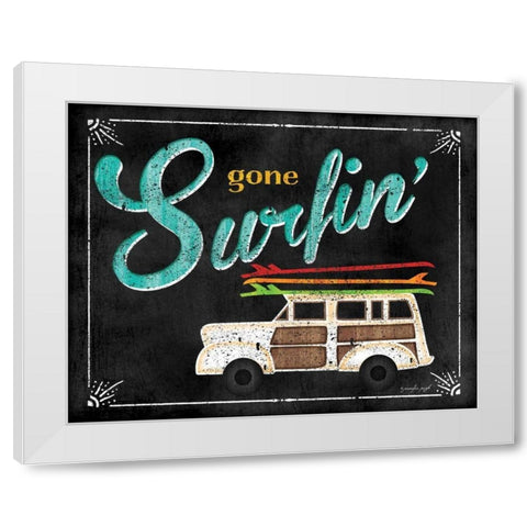 Gone Surfin White Modern Wood Framed Art Print by Pugh, Jennifer