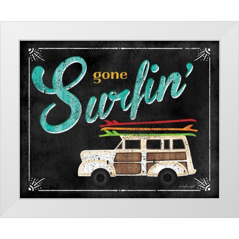 Gone Surfin White Modern Wood Framed Art Print by Pugh, Jennifer