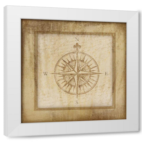 Compass White Modern Wood Framed Art Print by Pugh, Jennifer