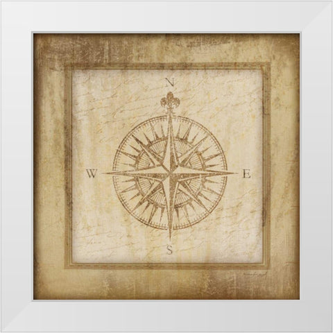 Compass White Modern Wood Framed Art Print by Pugh, Jennifer