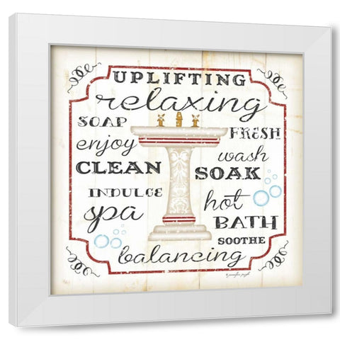 Bath I - White and Red White Modern Wood Framed Art Print by Pugh, Jennifer