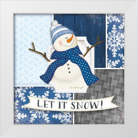 Let it Snow Snowman White Modern Wood Framed Art Print by Pugh, Jennifer