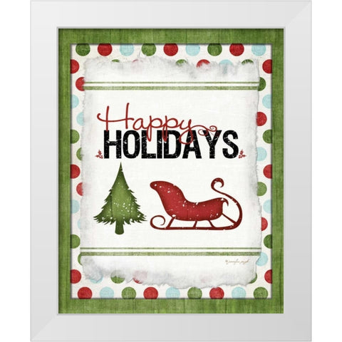 Happy Holidays White Modern Wood Framed Art Print by Pugh, Jennifer