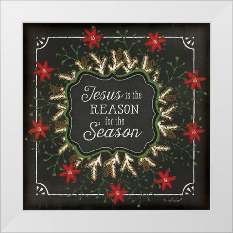 Jesus is the Reason for the Season White Modern Wood Framed Art Print by Pugh, Jennifer