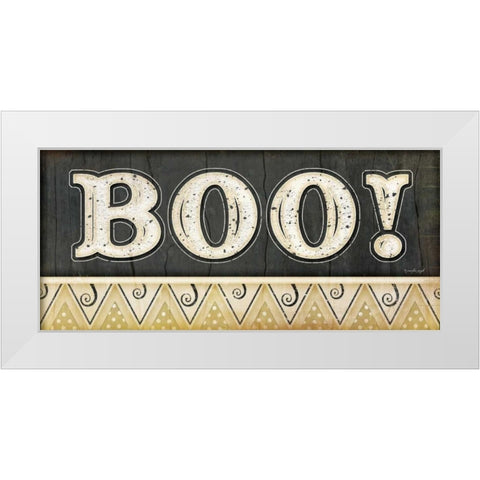 BOO  White Modern Wood Framed Art Print by Pugh, Jennifer