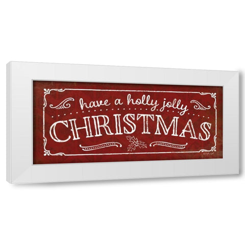 Holly Jolly Christmas White Modern Wood Framed Art Print by Pugh, Jennifer