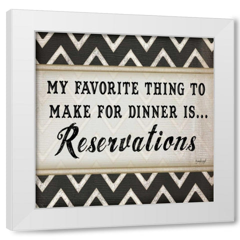 Dinner Reservations Chevron White Modern Wood Framed Art Print by Pugh, Jennifer