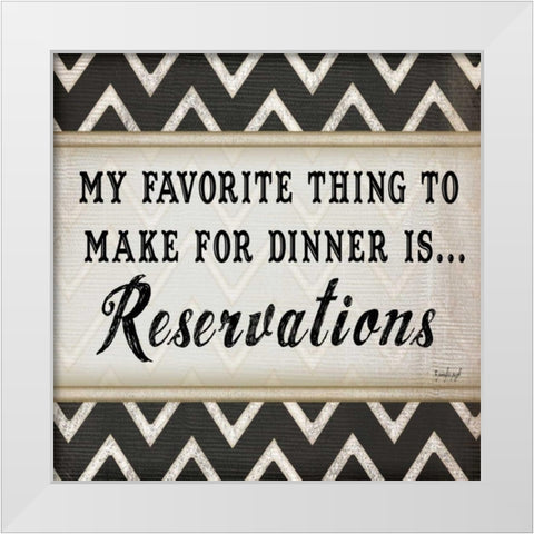 Dinner Reservations Chevron White Modern Wood Framed Art Print by Pugh, Jennifer